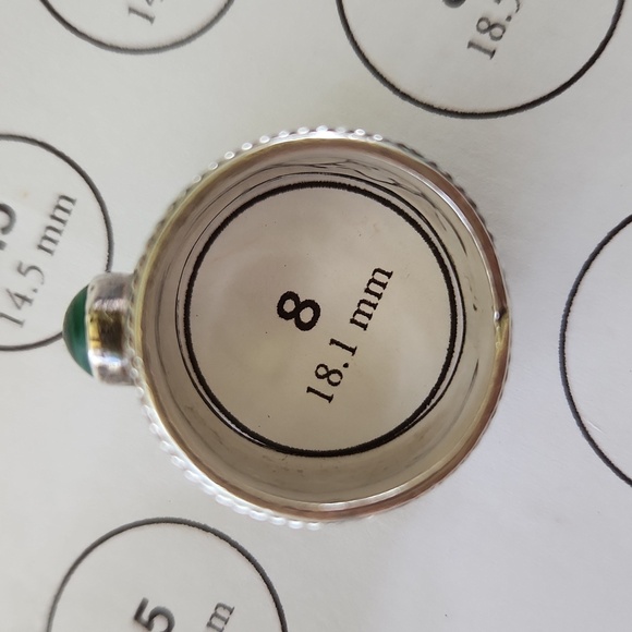 Sterling Malachite Wide Boho Bali Style Cigar Band Ring sz 8 - Picture 11 of 16